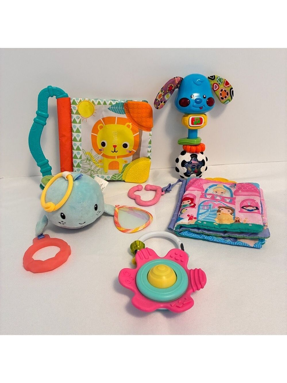 Soft Book Teethers/ Infantino Sea Chime/  Flower Rattle/ Vtech Rattle & Sing